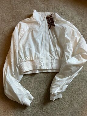 Balance Athletica White Cropped Bomber Jacket